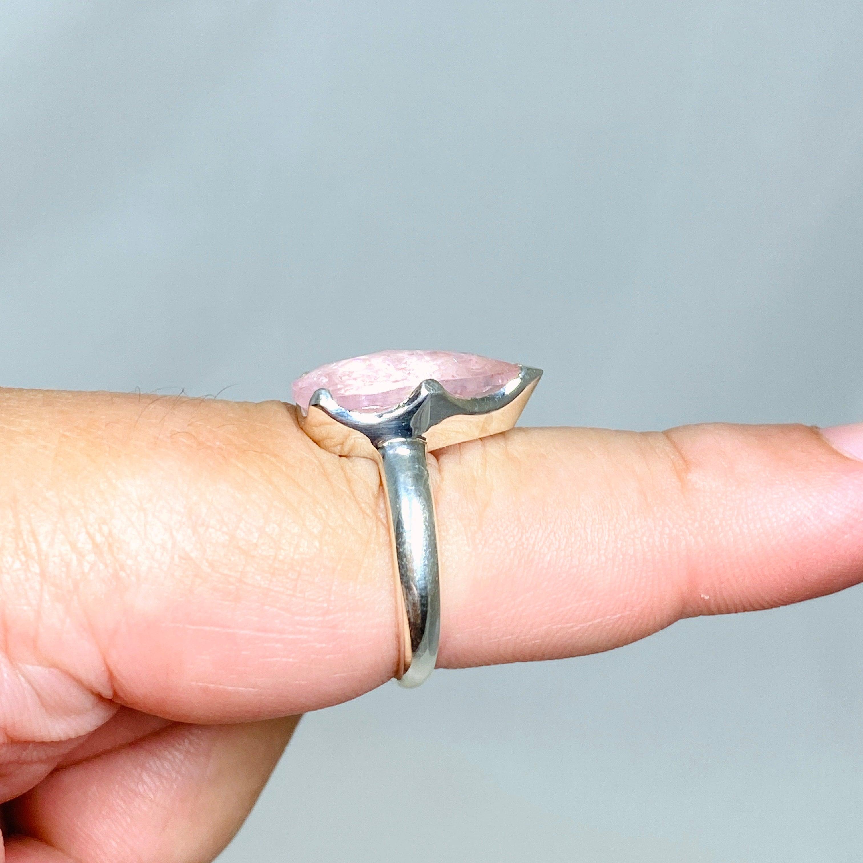 Morganite Faceted Teardrop Ring - Size 9 - Rose Gold Plated Jewelry - Elegant Engagement, Wedding, Anniversary Gift for Her - Perfect for Romantic Occasions & Special Celebrations