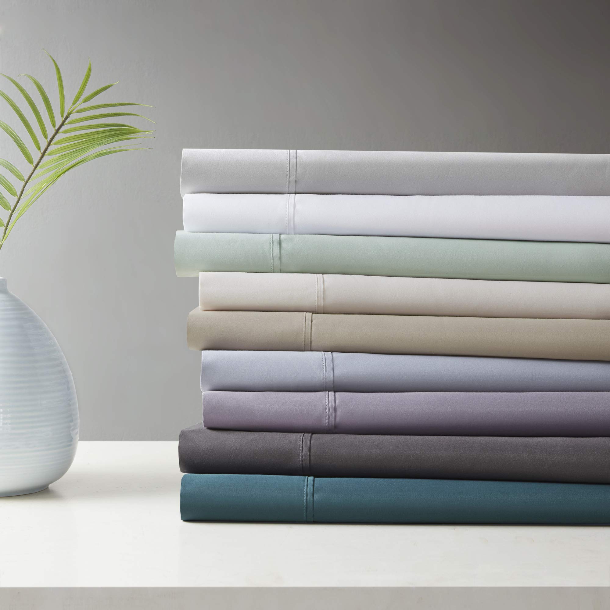 Beautyrest BR 600 Thread Count Cooling Cotton Blend Sheet Set - 16 Inch Deep Pocket, All Season Soft Bedding - Queen Size Grey 4 Piece (BR20-0995) | Perfect for Hot Sleepers & Luxury Bedroom Decor