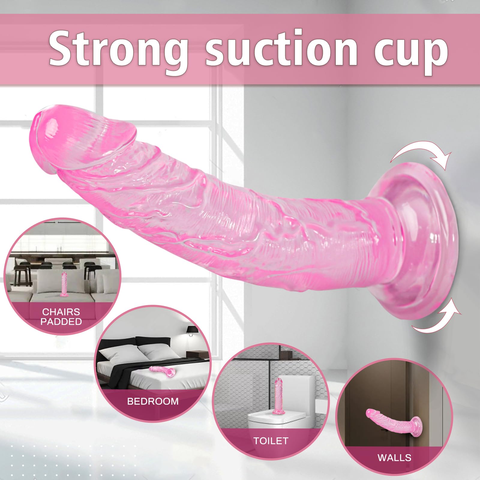Realistic 6.5 Inch Silicone Dildo with Suction Cup - Flexible Adult Sex Toy for Men, Women & Couples - G-Spot Stimulation, Anal Play & Prostate Massage - Hands-Free Pleasure for Solo or Partnered Use (Pink, Small)