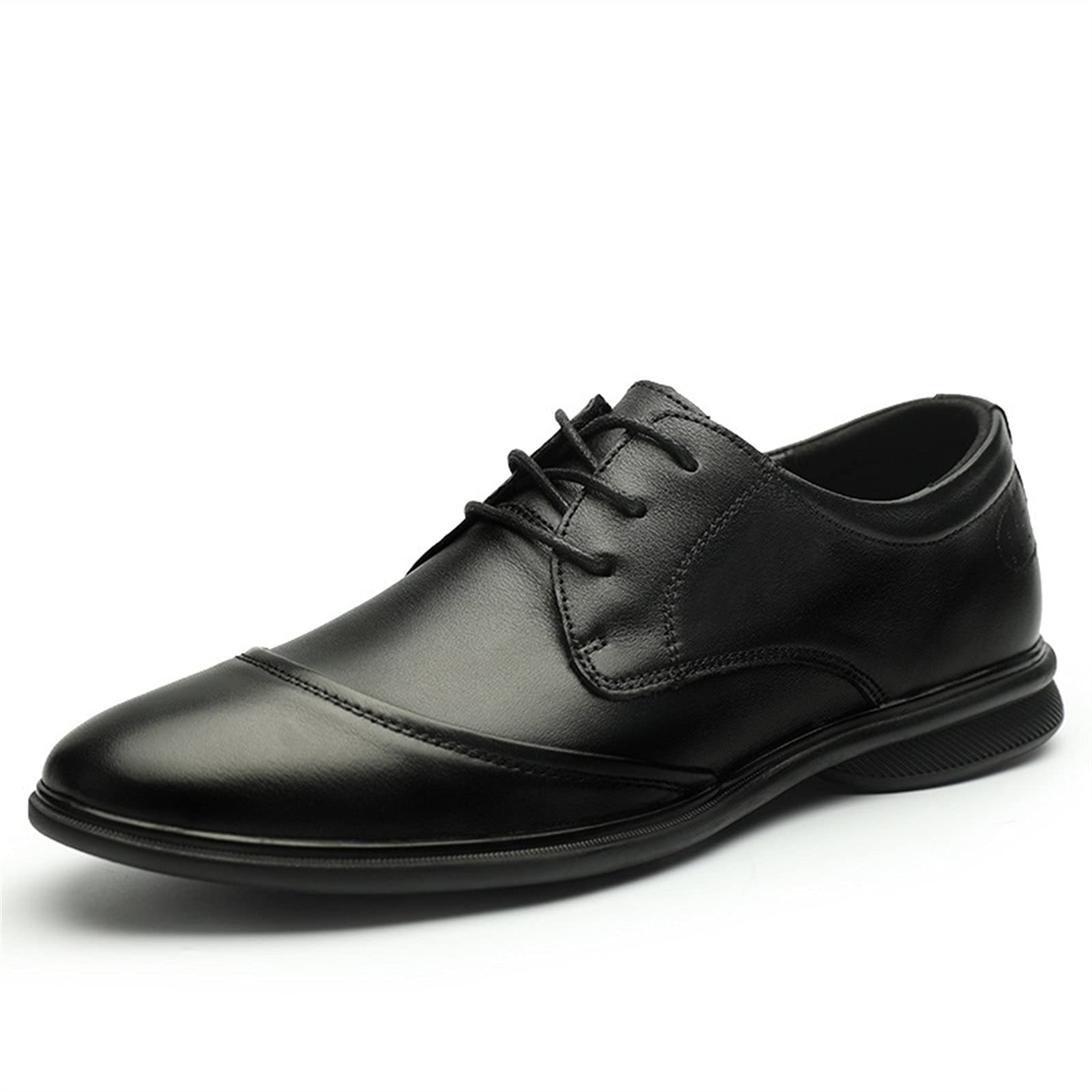 Premium Men's Leather Dress Shoes - Oxford Lace-Up Derby with Round Cap Toe & Anti-Slip Sole | Formal Business, Wedding & Office Wear (Black, Size 8.5) | Perfect for Professional Events, Ceremonies & Daily Business Attire