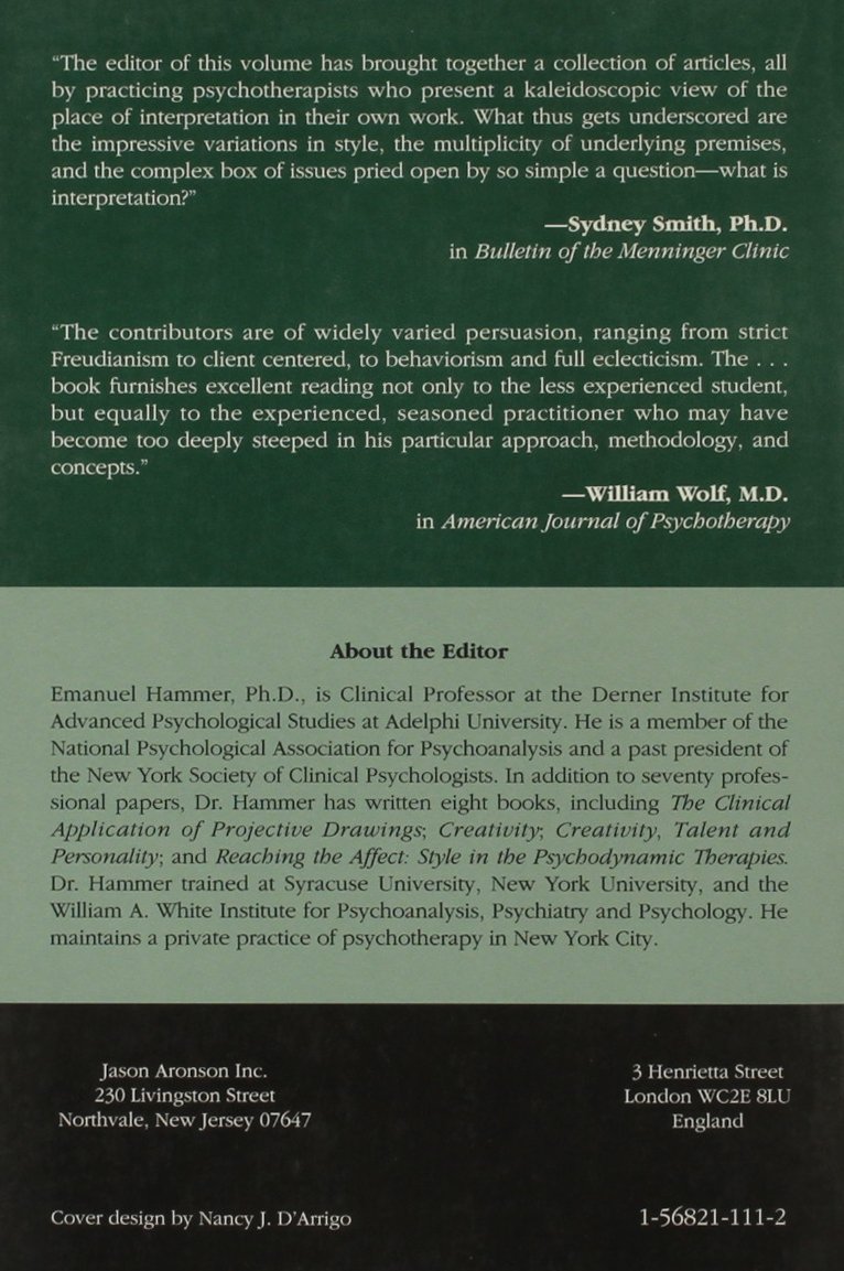 Therapeutic Interpretation Techniques and Artistry: Master Work for Mental Health Professionals - Ideal for Counseling, Therapy, and Clinical Practice