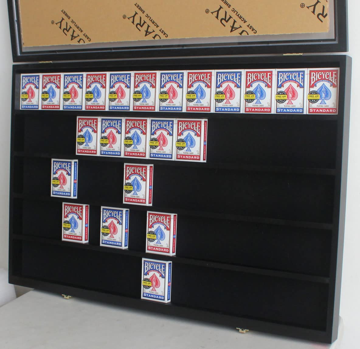 DisplayGifts Acrylic Playing Card Display Case - Holds 60 Decks of Collectible Poker Cards with UV Protection & Black Frame - Perfect for Card Collectors, Game Rooms, and Casino Displays