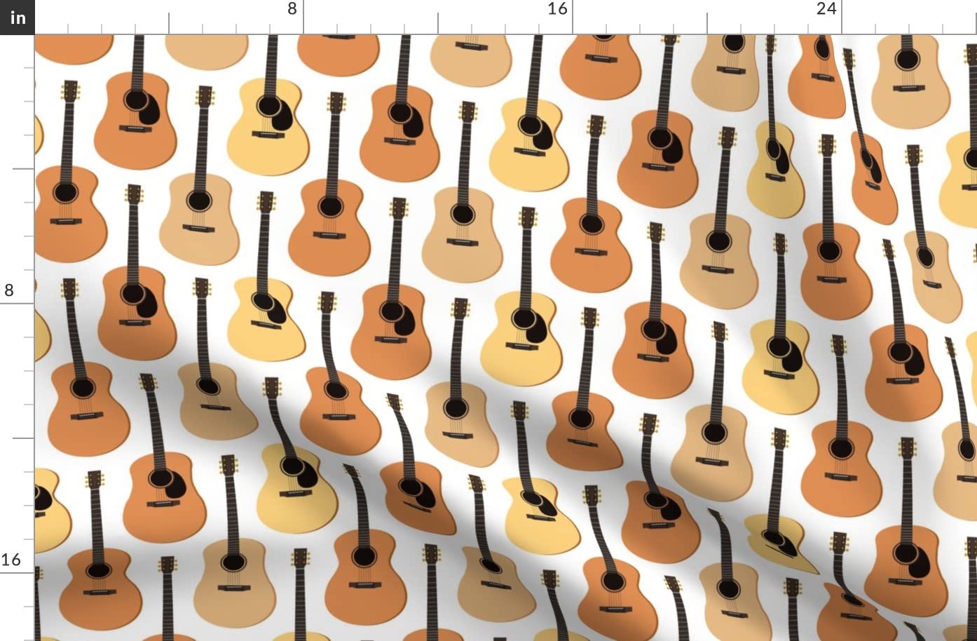 Vintage Acoustic Guitars Printed Fleece Fabric - Music Instrument Pattern Fat Quarter for Sewing Blankets, Loungewear & DIY No-Sew Projects - Perfect for Home Decor, Quilting & Crafting