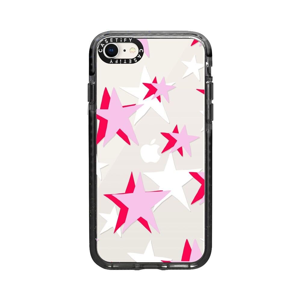 CASETiFY Impact Case for iPhone SE (2020/2022) & iPhone 7/8 - Shockproof Clear Black Phone Cover with Triple Star Design - Perfect for Everyday Protection & Style