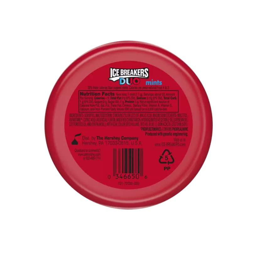 Sugar Free Ice Breakers Breath Mints - Strawberry Duo Fruit Cool Flavor - 1.3oz (3 Pack) | Fresh Breath Solution for Work, Dates & Social Events