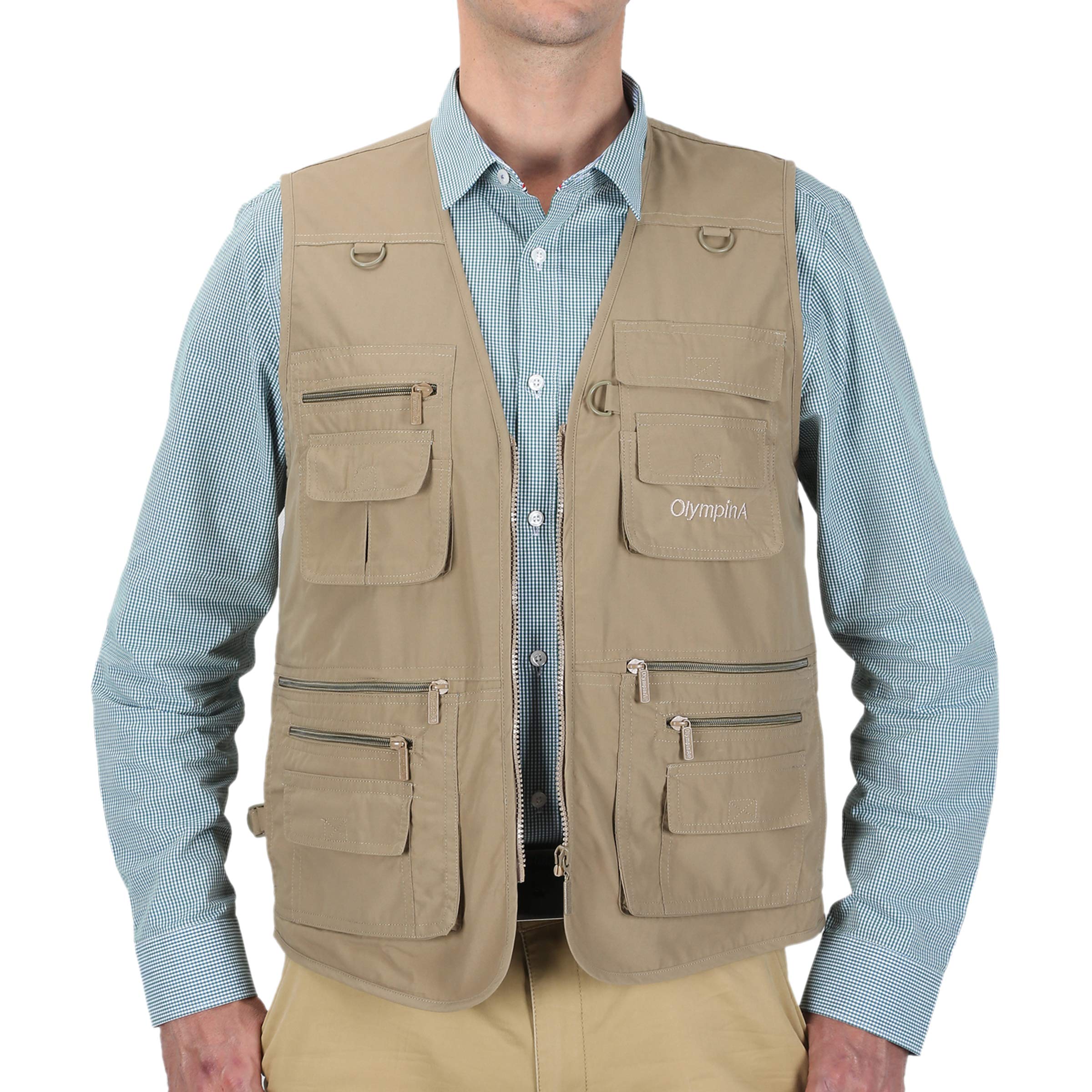 Men's Lightweight Poplin Fishing Vest with Multiple Pockets - Outdoor Travel, Sports & Work Utility Vest for Hiking, Camping and Fishing Adventures