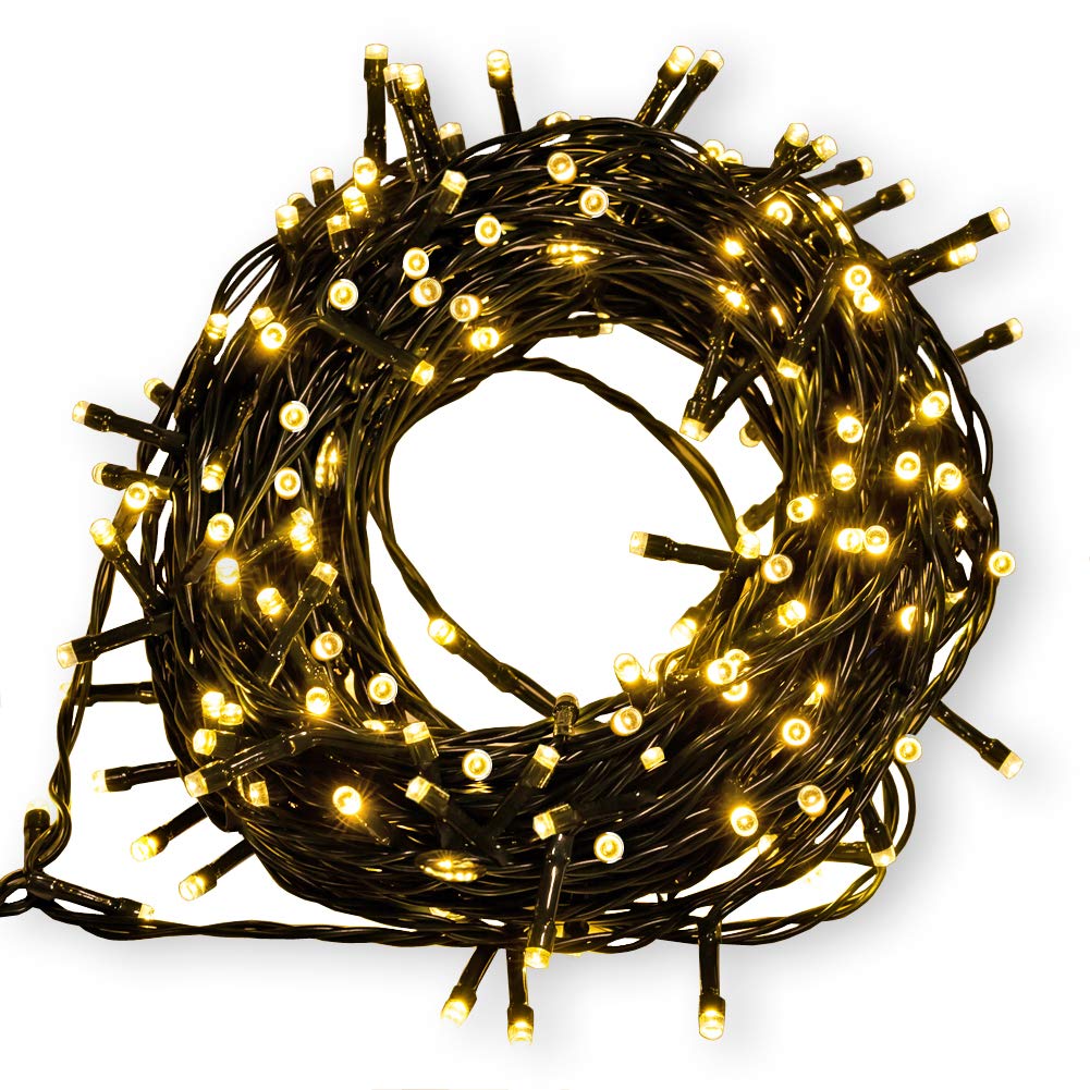 WISD 141ft 400 LED Waterproof Christmas Lights with 8 Lighting Modes & Memory Function - Warm White Twinkle Fairy String Lights for Indoor/Outdoor Xmas Tree, Home, Garden & Party Decor | Perfect for Holiday Decorations, Wedding Events & Backyard Lighting