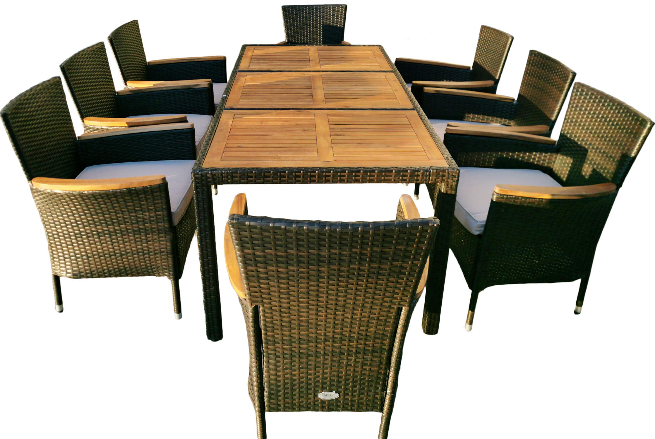 UMTEC 8-Piece Outdoor Dining Set - Rattan Patio Table & Chairs with Weather-Resistant Cushions | Perfect for Backyard BBQs, Garden Parties & Poolside Entertaining
