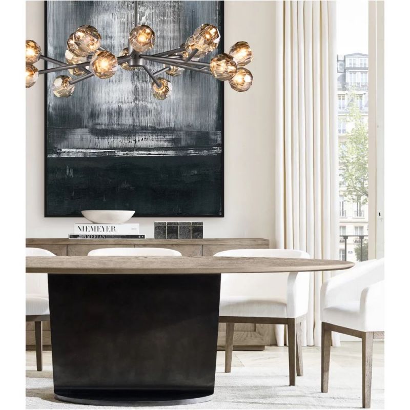 Crystal Ball Round Chandelier 24 Inch - Elegant Modern Ceiling Light Fixture for Dining Room, Bedroom, Living Room & Entryway Lighting