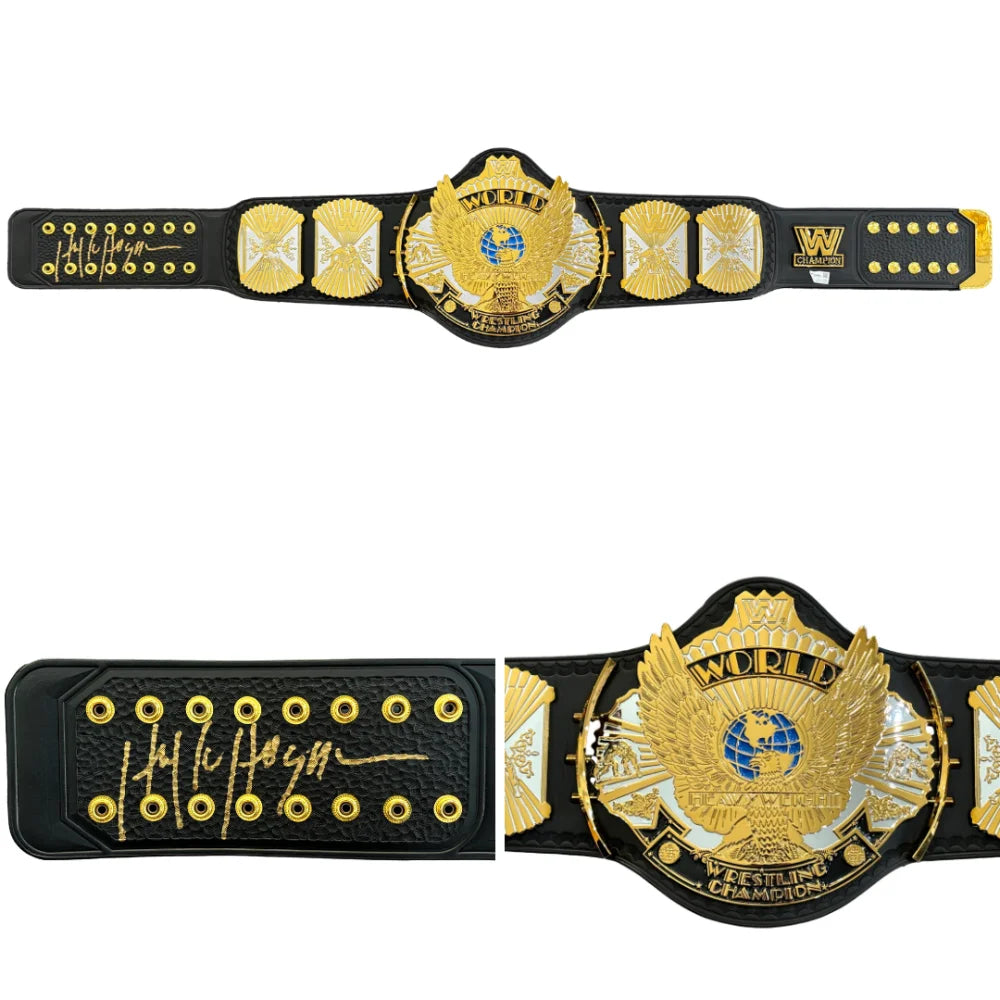Hulk Hogan Autographed WWE WWF Winged Eagle Championship Belt - Signed Replica Collectible for Wrestling Fans & Memorabilia Enthusiasts - Perfect for Display, Man Cave Decor, and Wrestling Events