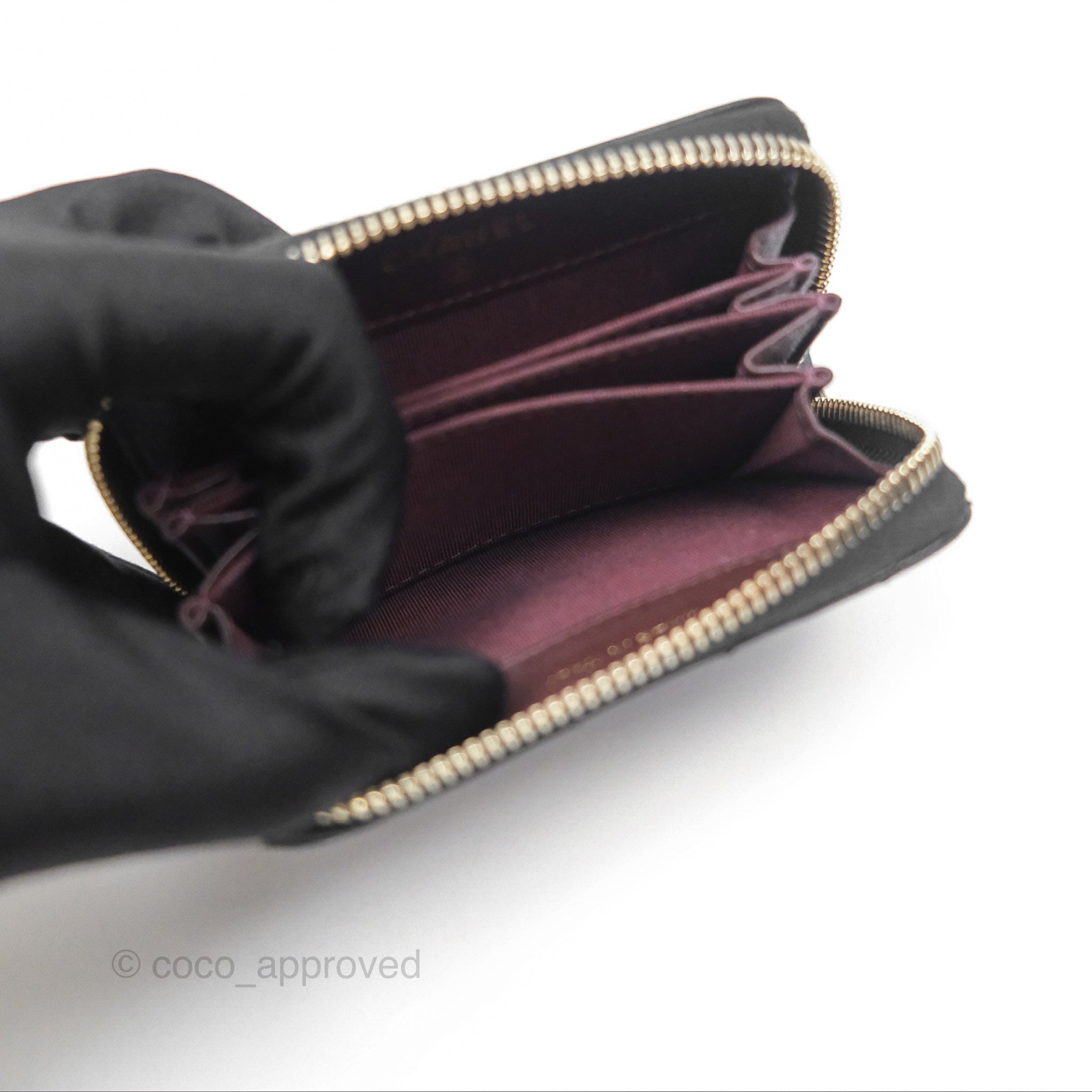 Chanel Chevron Zipped Coin Purse - Black Lambskin with Gold Hardware | Luxury Small Wallet for Women | Perfect for Parties, Travel & Everyday Use