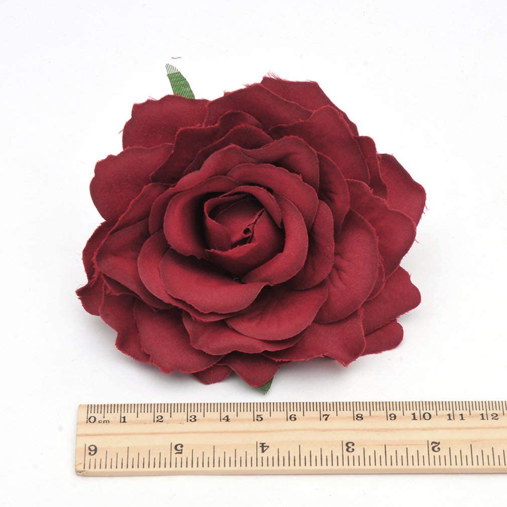 Handmade Dark Red Velvet Rose Flower Wreath Hair Clip & Pin - Flamenco Dancer Style Hair Accessory for Women | Perfect for Weddings, Parties & Spanish Dance Performances
