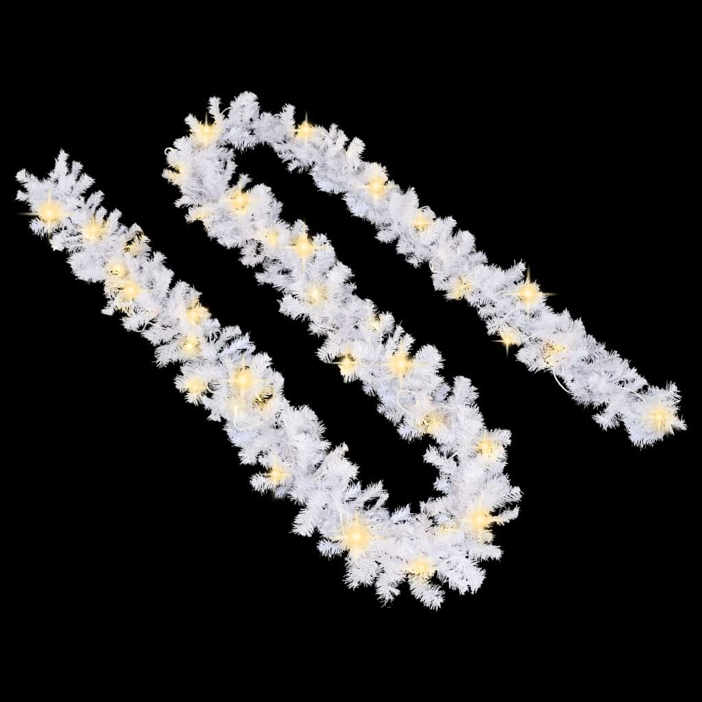 Christmas Garland with LED Lights White 16 ft PVC - Perfect for Holiday Decor, Fireplace Mantel, Staircase & Window Trim