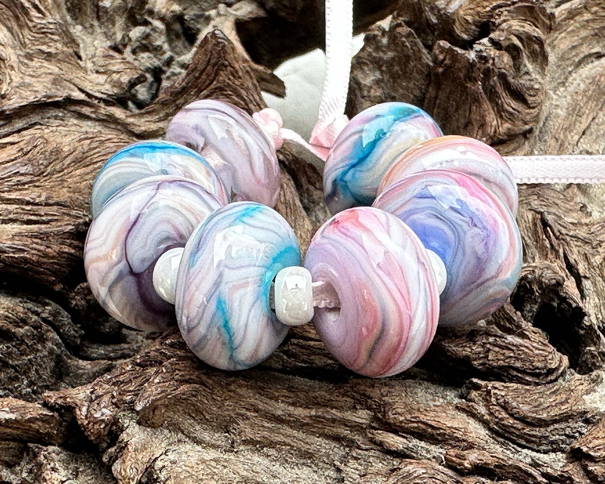 8 Pink and Purple Twisted Lampwork Glass Beads Set - Handmade SRA Beads for Jewelry Making, DIY Crafts, Bracelets, Necklaces - Perfect for Gifts and Home Decor