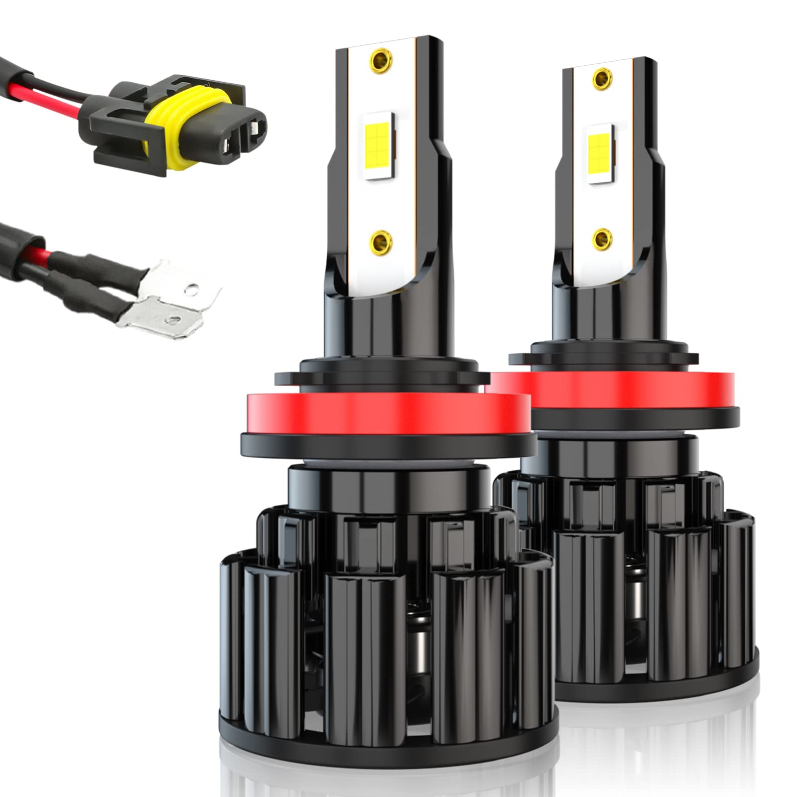 H11B LED Headlight Bulbs - Low Beam Replacement Kit for Kia & Hyundai (PGJY19-2/12363B1/64241/H11C1) - CSP Chip Technology, Plug & Play with Adapter - 2 Pack - Perfect for Night Driving & Foggy Conditions