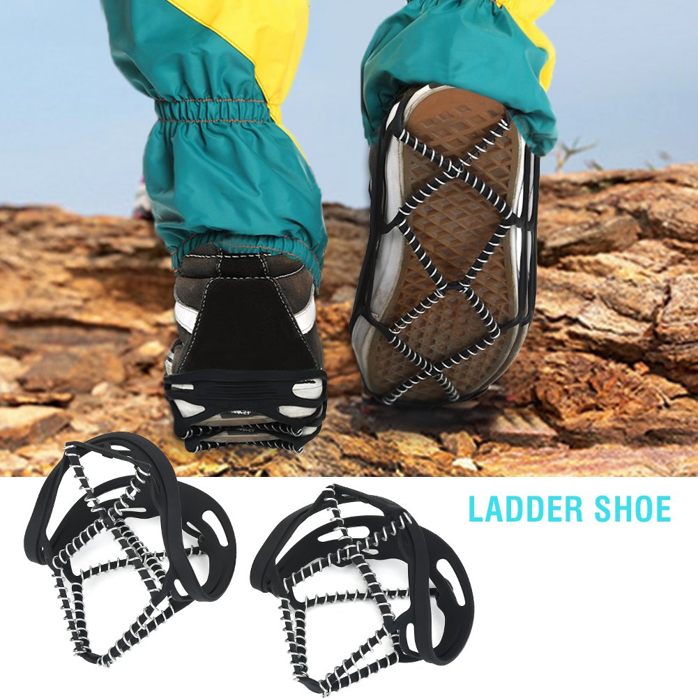 VGEBY Anti-Slip Ice Cleats for Shoes - 12 Stainless Steel Spikes Traction Grips for Winter Snow, Ice Walking & Hiking - Non-Slip Crampons for Boots, Outdoor Activities & Mountain Climbing
