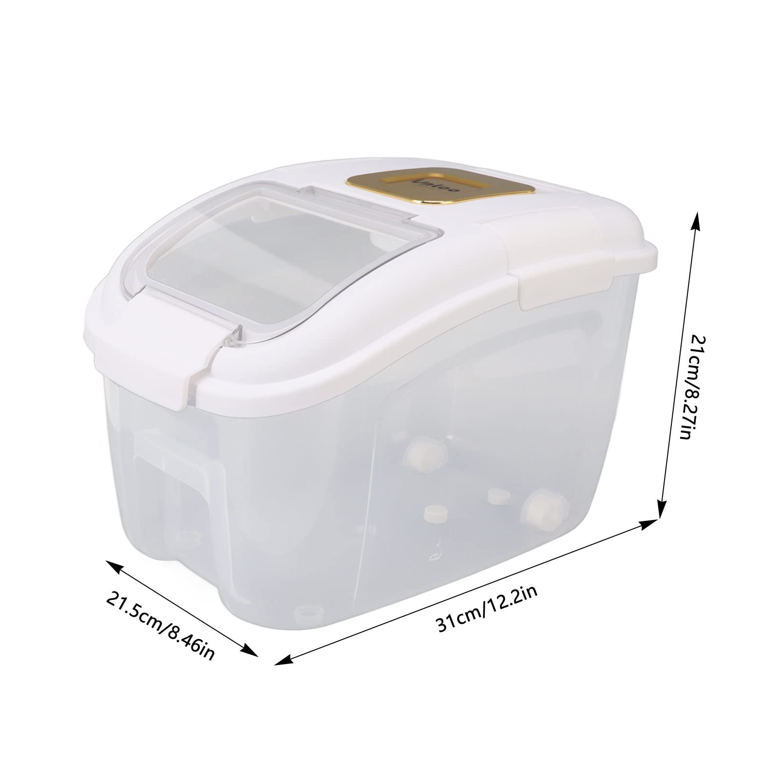 White Rice Storage Box with Lid - Large Cereal & Food Containers for Kitchen Organization | Pantry & Countertop Use