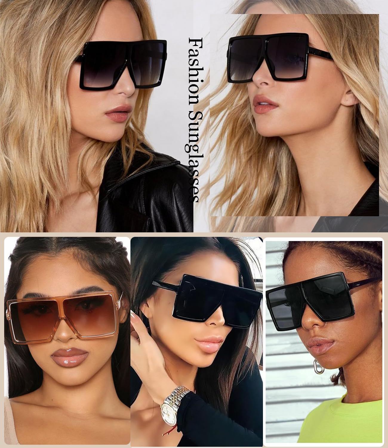 Dollger Square Oversized Sunglasses for Women & Men - Retro 70s Flat Top Shades - UV Protection Fashion Sunglasses - Perfect for Beach, Driving & Outdoor Activities