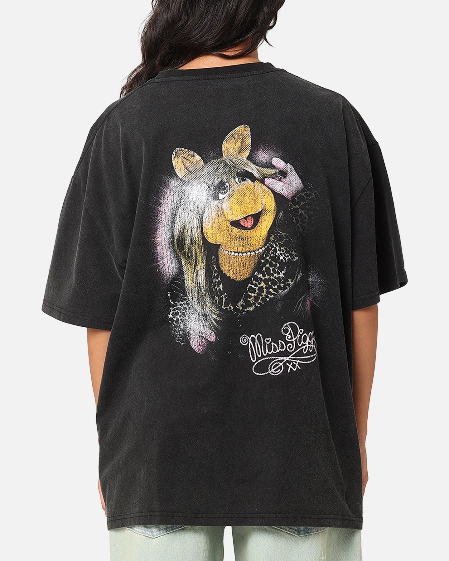 Vintage Disney The Muppets Miss Piggy Heavy Cotton T-Shirt - Black Retro Cartoon Tee for Women - Perfect for Casual Wear, Cosplay & 90s Nostalgia Fashion