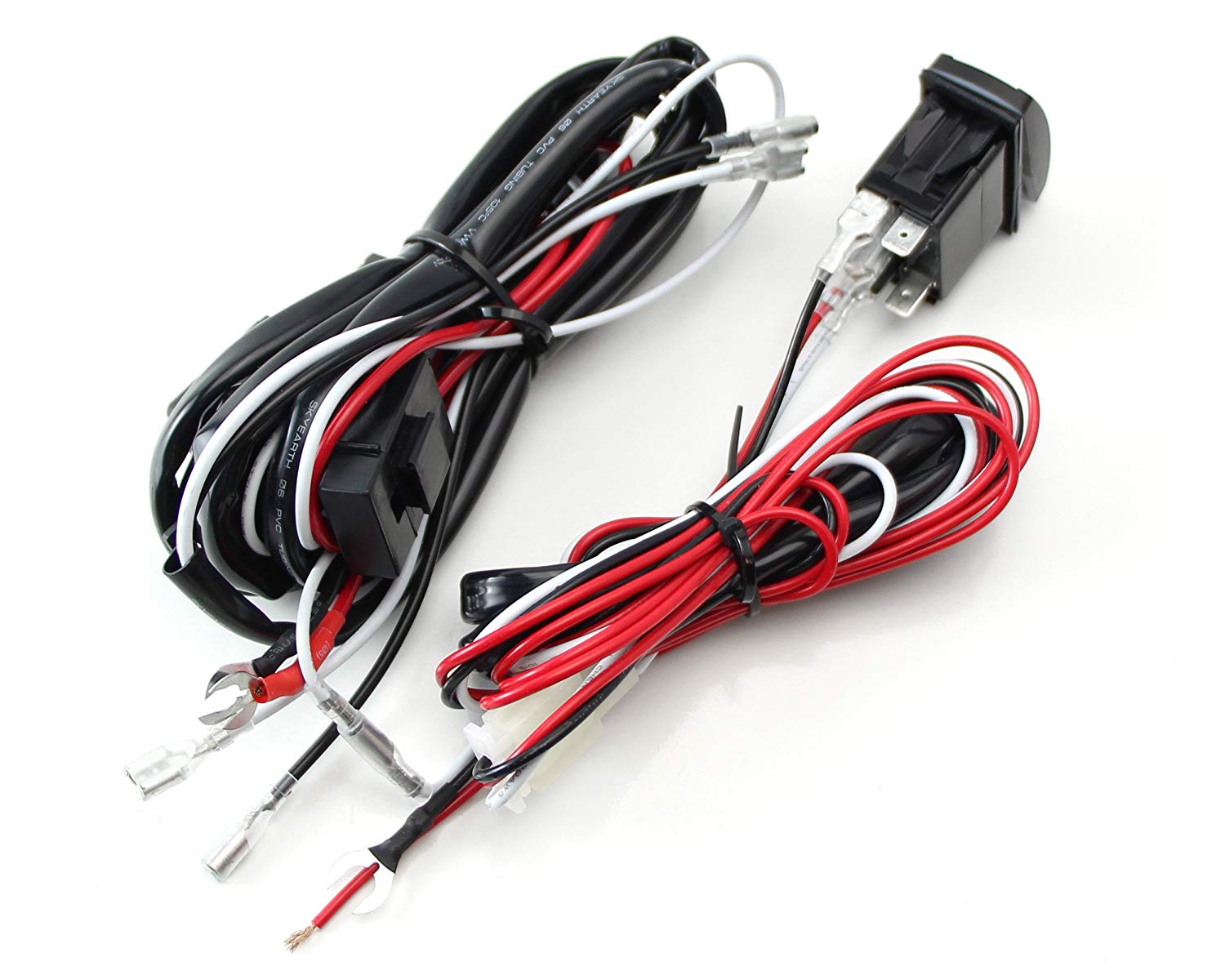 2 Output Relay Wiring Harness with LED Spot Lights - Waterproof LED Light Switch Kit for Fog Lamps & Off-Road Vehicles - Perfect for Trucks, Jeeps, and ATVs