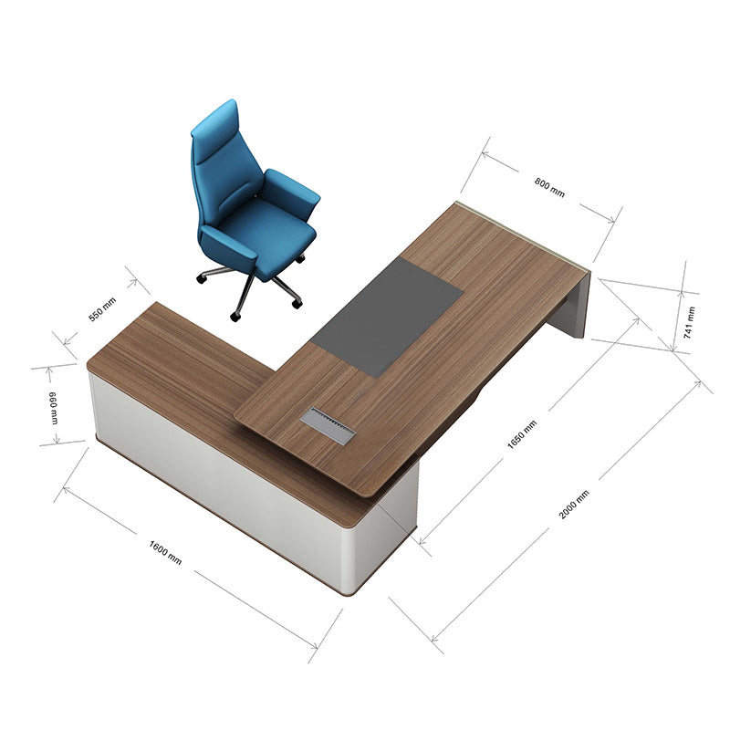 Premium ANDERS Executive Desk with Reversible Return - 2.0M Length in Hazelnut & Beige Finish | Modern Home Office Furniture for Professionals & Remote Workers