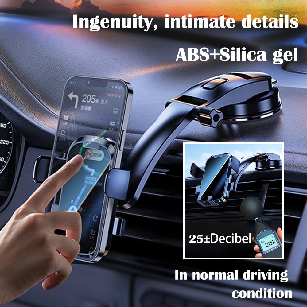 Dashboard Phone Holder - Powerful Vacuum Suction & 360° Adjustable Car Mount for iPhone 14/13/12/11/X, Samsung Galaxy - Most Stable Hands-Free Car Accessory for Driving, Navigation & Streaming