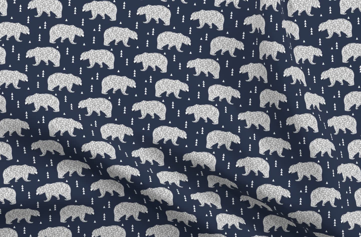 Geo Bear Geometric Kids Nursery Fabric - Triangle Bears Wilderness Print on Upholstery Velvet by The Yard | Home Decor, Boys Room, DIY Apparel & Craft Projects