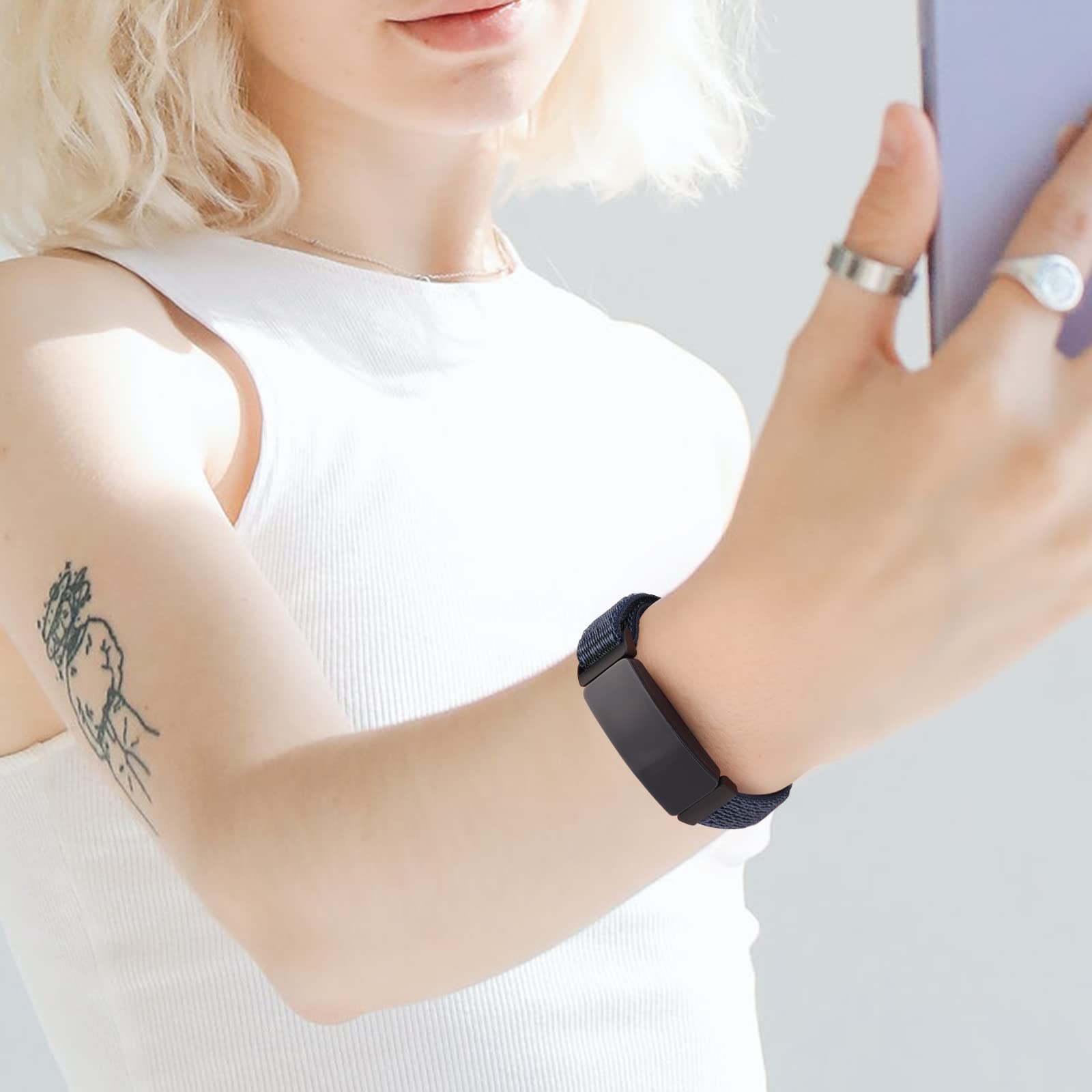 Breathable Nylon Replacement Bands for Fitbit Inspire 2 & Inspire HR - Soft Adjustable Wristband for Women & Men - Perfect for Workouts, Running & Daily Wear