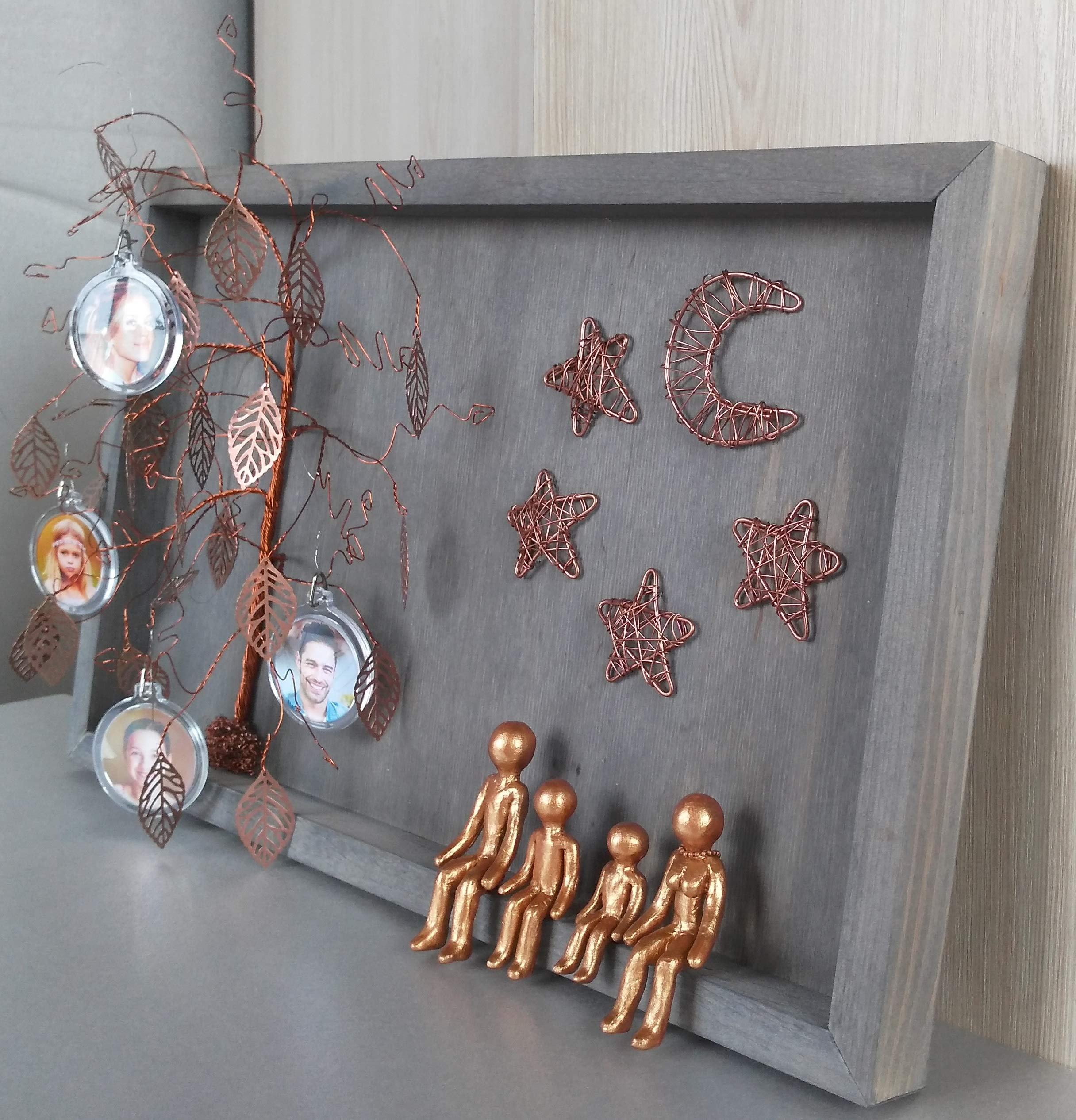 Unique Wedding Anniversary Gifts for Inlaws - Bronze Family Picture Frame Collage & Willow Tree Figurines Set (4th, 7th, 8th, 19th, 21st Year) - Perfect for Grandparents, Home Decor & Wall Charmers - Ideal for Family Reunions, Living Room Displays & Special Occasion Presents