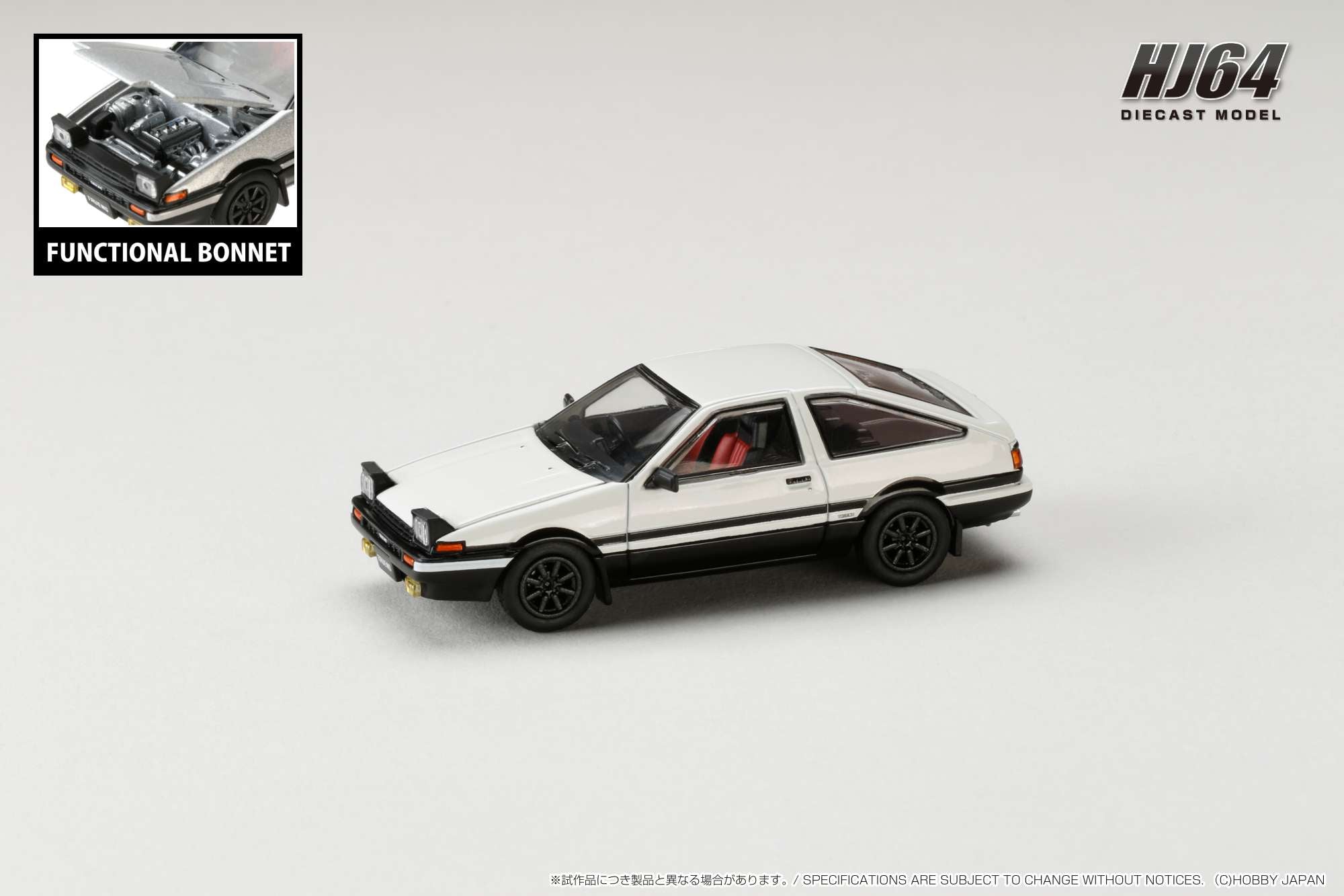 1:64 Scale Toyota Sprinter Trueno GT Apex (AE86) White & Black Custom Diecast Model Car - Collectible Hobby Japan Import for Display & Racing Simulation