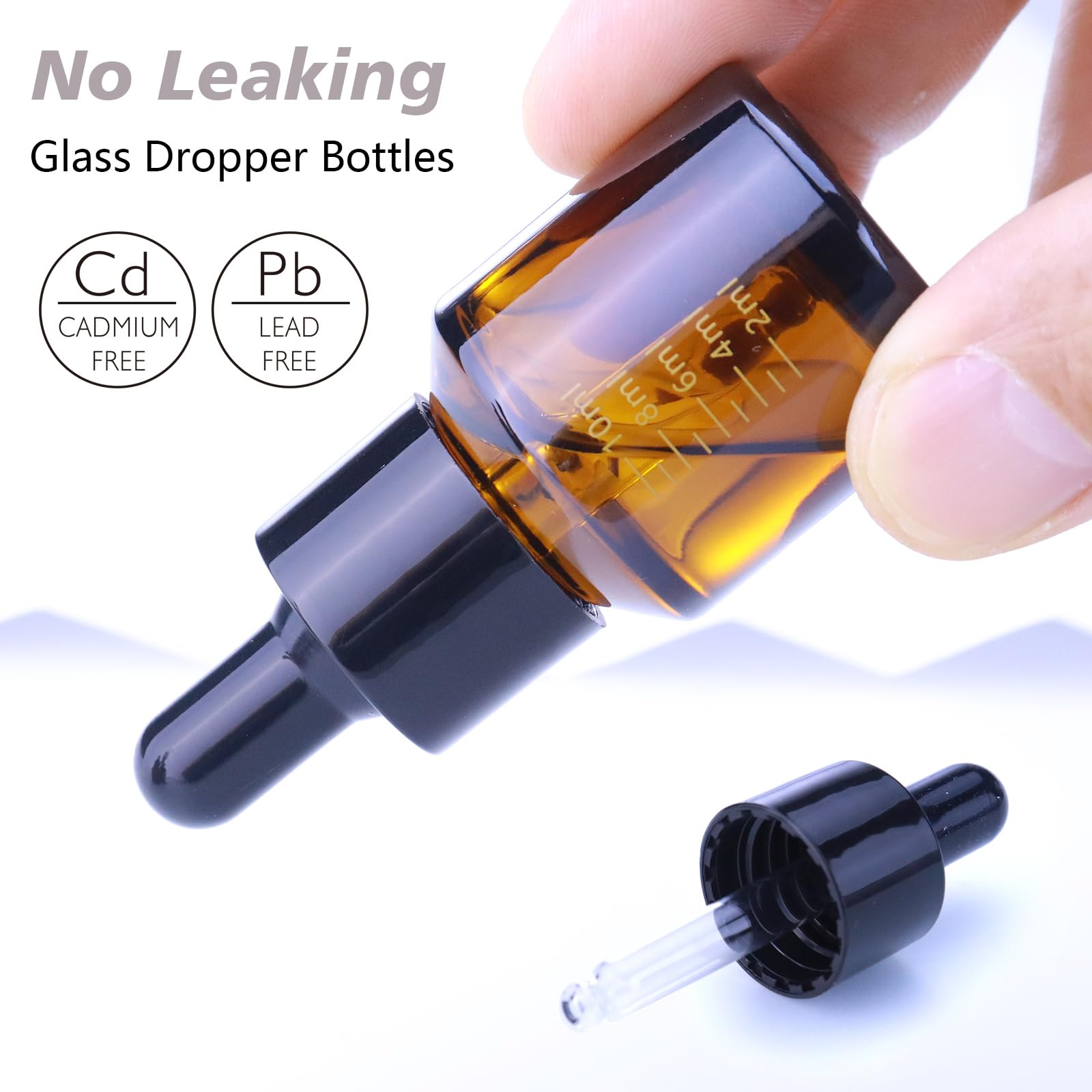 15ml Amber Glass Dropper Bottles with Measurement - 1/2 oz Essential Oil Jars with Glass Eye Dropper for Aromatherapy, Tinctures, DIY Skincare & Herbal Extracts - Perfect for Home, Travel & Gift Packaging