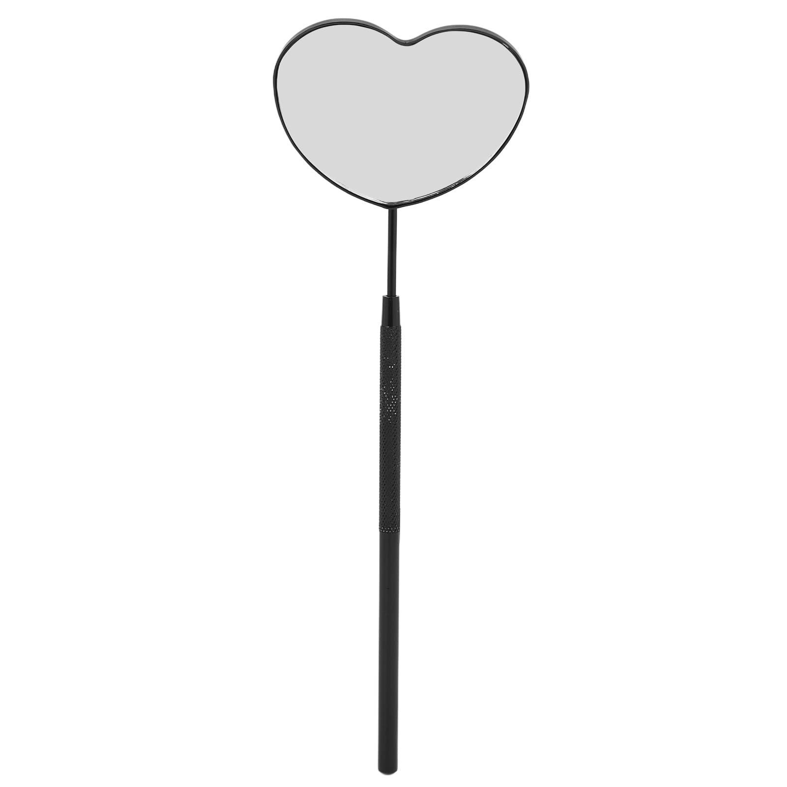 Professional Heart Shaped Lash Extension Mirror - Portable Stainless Steel Makeup Mirror for Eyelash Artists & DIY Beauty - Perfect for Salon, Home & Travel Use (Black)