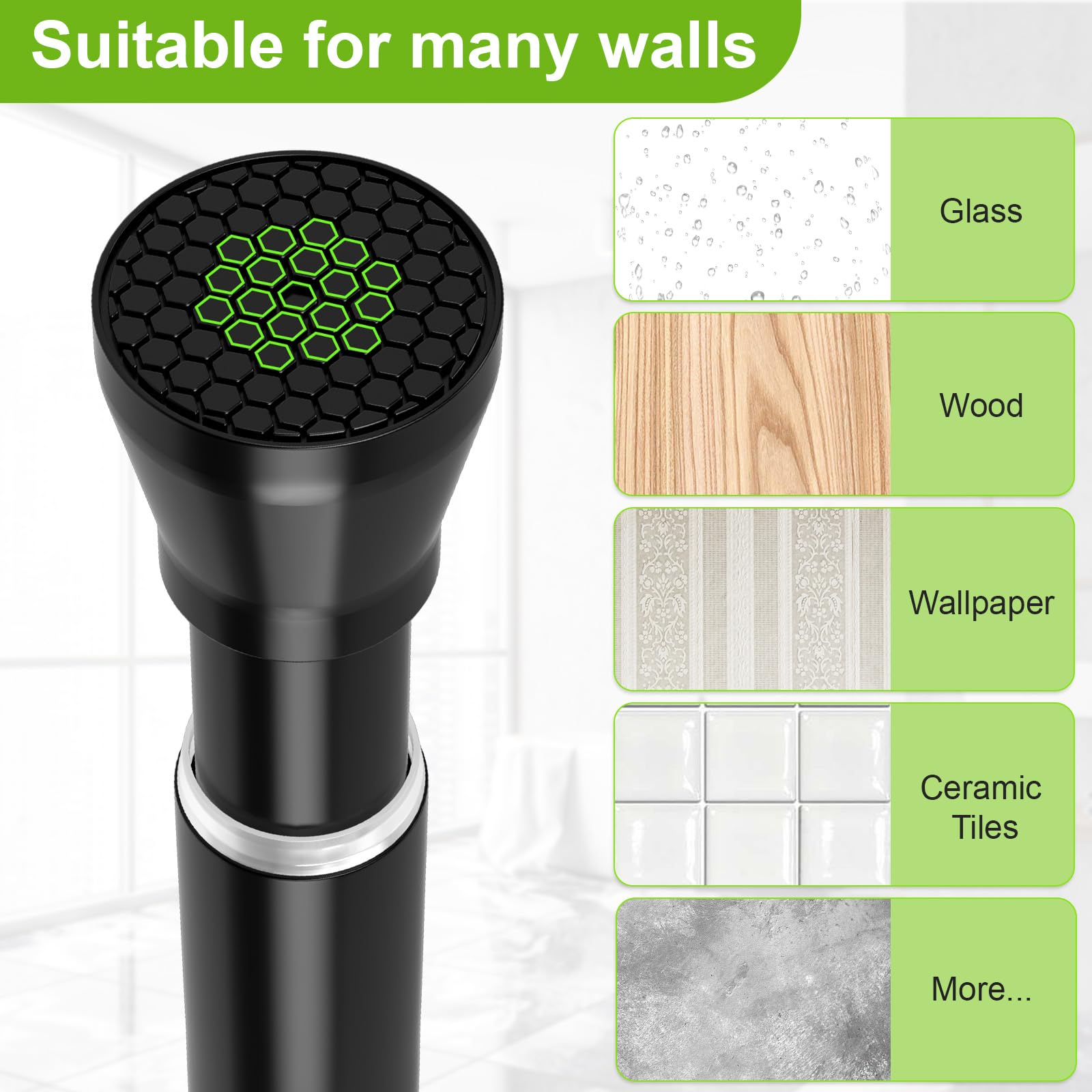 Black Tension Rods 18-28 Inch Adjustable No Drill Spring Curtain Rod - Expandable Pressure Shower Tension Rod for Closet, Kitchen, Bathroom & Window Decor - Perfect for Small Spaces & Temporary Room Dividers
