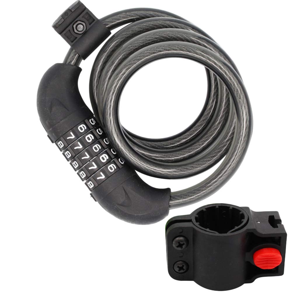 Heavy Duty Motorcycle Disc Lock - 5-in-1 Anti-Theft Bike Chain Lock with Combination for Mountain Bikes, Iron Sliding Door & Cable Security - Perfect for Outdoor Parking, Garage Storage & Travel Protection