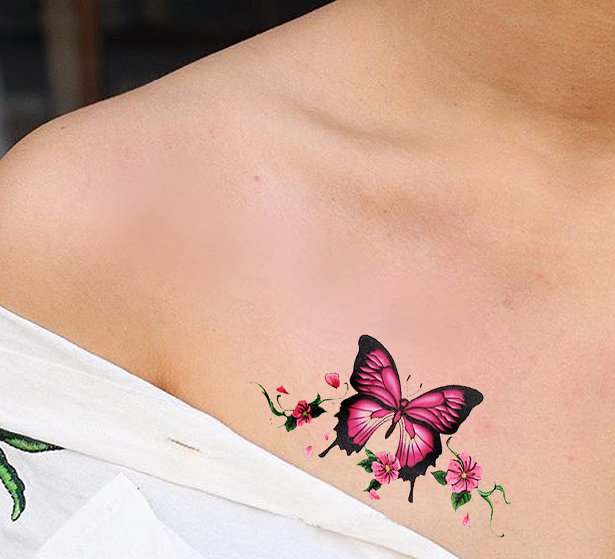 Waterproof Temporary Tattoo Stickers for Men & Women - 3D Realistic Flowers, Butterflies, Stars, Angels, Wolves & Armband Designs (19x9cm) | Perfect for Parties, Halloween, Cosplay & Body Art