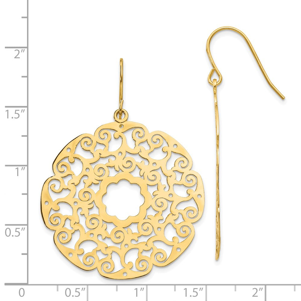 Elegant Gold Fancy Lace Filigree Dangle Earrings TH589 - Perfect for Weddings, Parties & Special Occasions