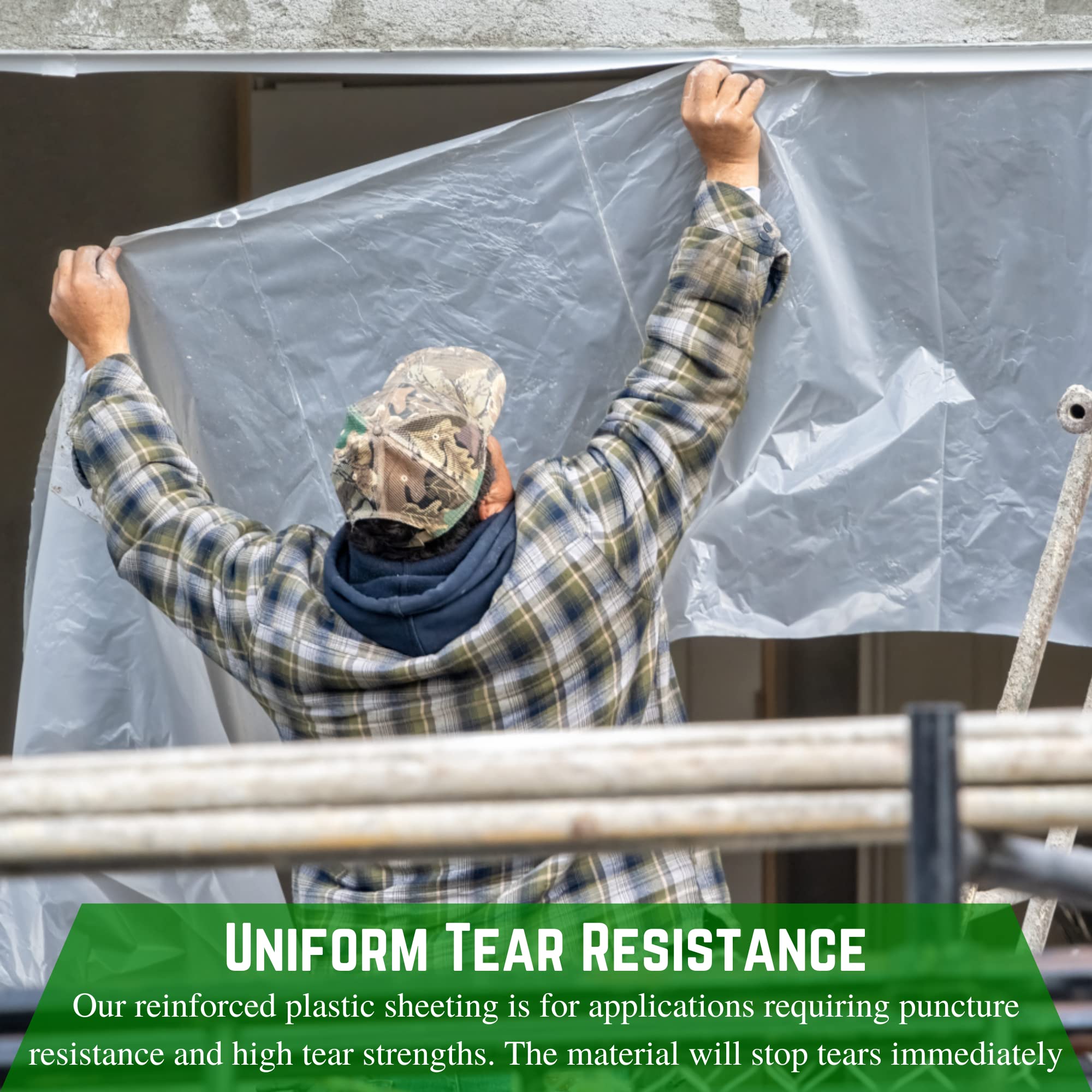 Dura Skrim 6 Mil Reinforced Clear Plastic Sheeting - 20' x 100' - Tear Resistant & Weatherproof Polyethylene Film for Construction, Greenhouses, and Temporary Enclosures - Farm Plastic Supply