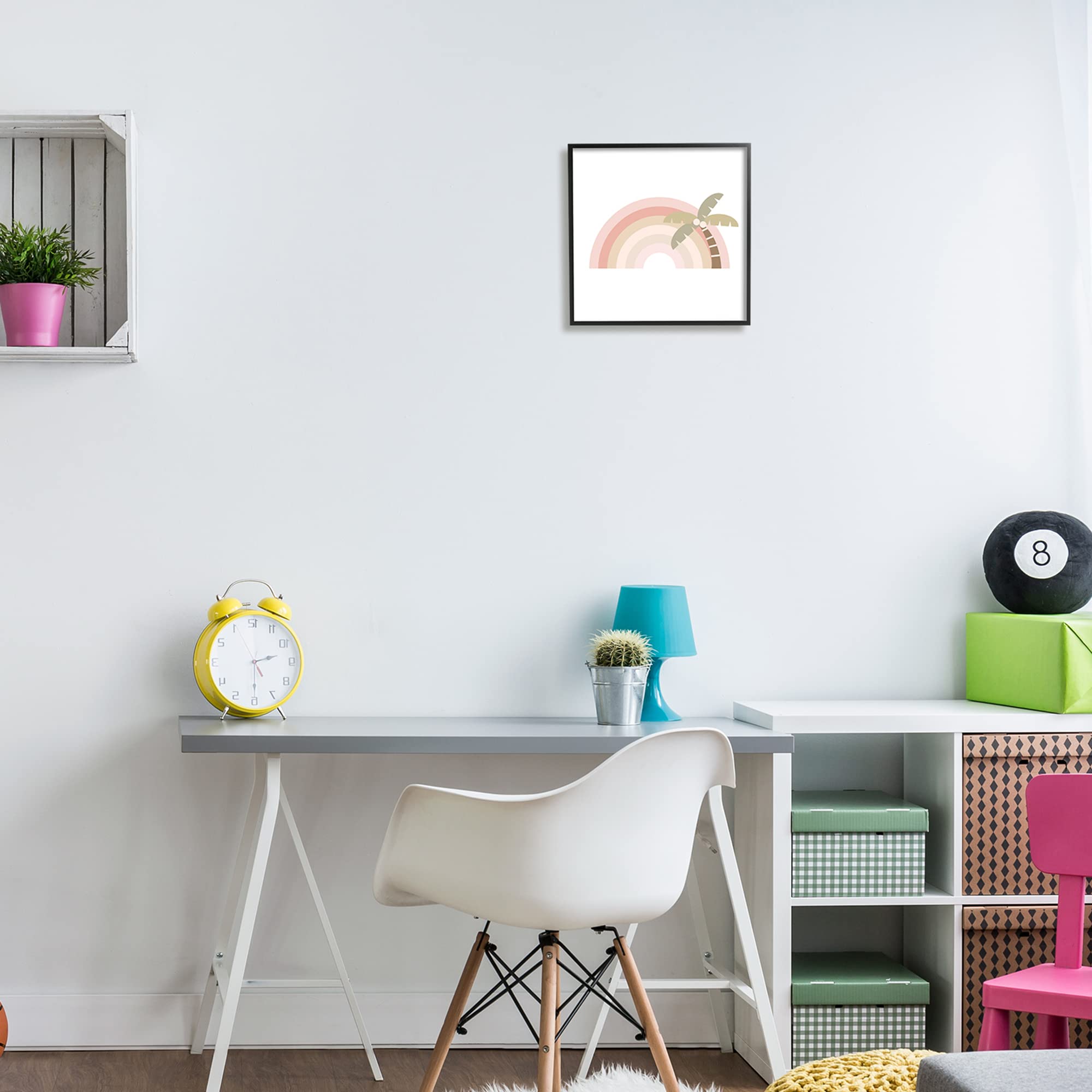 Stupell Industries Tropical Pastel Rainbow Palm Tree Horizon Wall Art - Designed by Daphne Polselli - Perfect for Beach House Decor, Nursery, or Boho Living Room