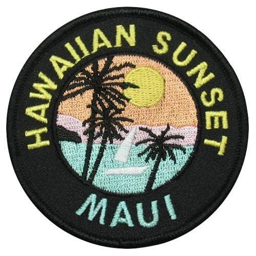 KC Hawaii Iron-On Embroidery Applique Patch - Vibrant Maui Sunset Design for Jackets, Hats & Bags | DIY Sewing & Clothing Customization
