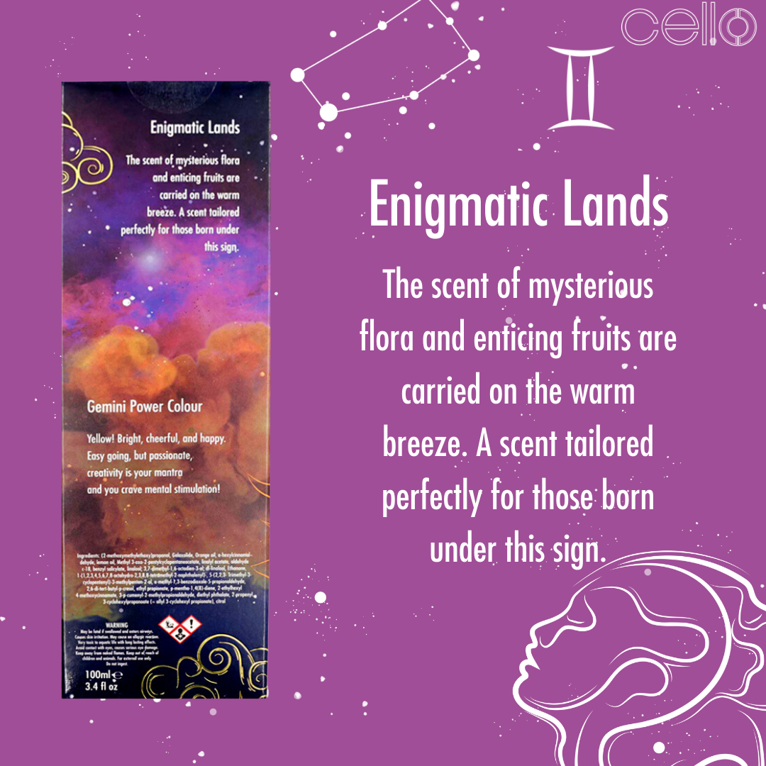 Premium Cello Zodiac Reed Diffuser - Gemini Scent with Genuine Tiger's Eye Stones | Aromatherapy Home Decor for Relaxation & Positive Energy