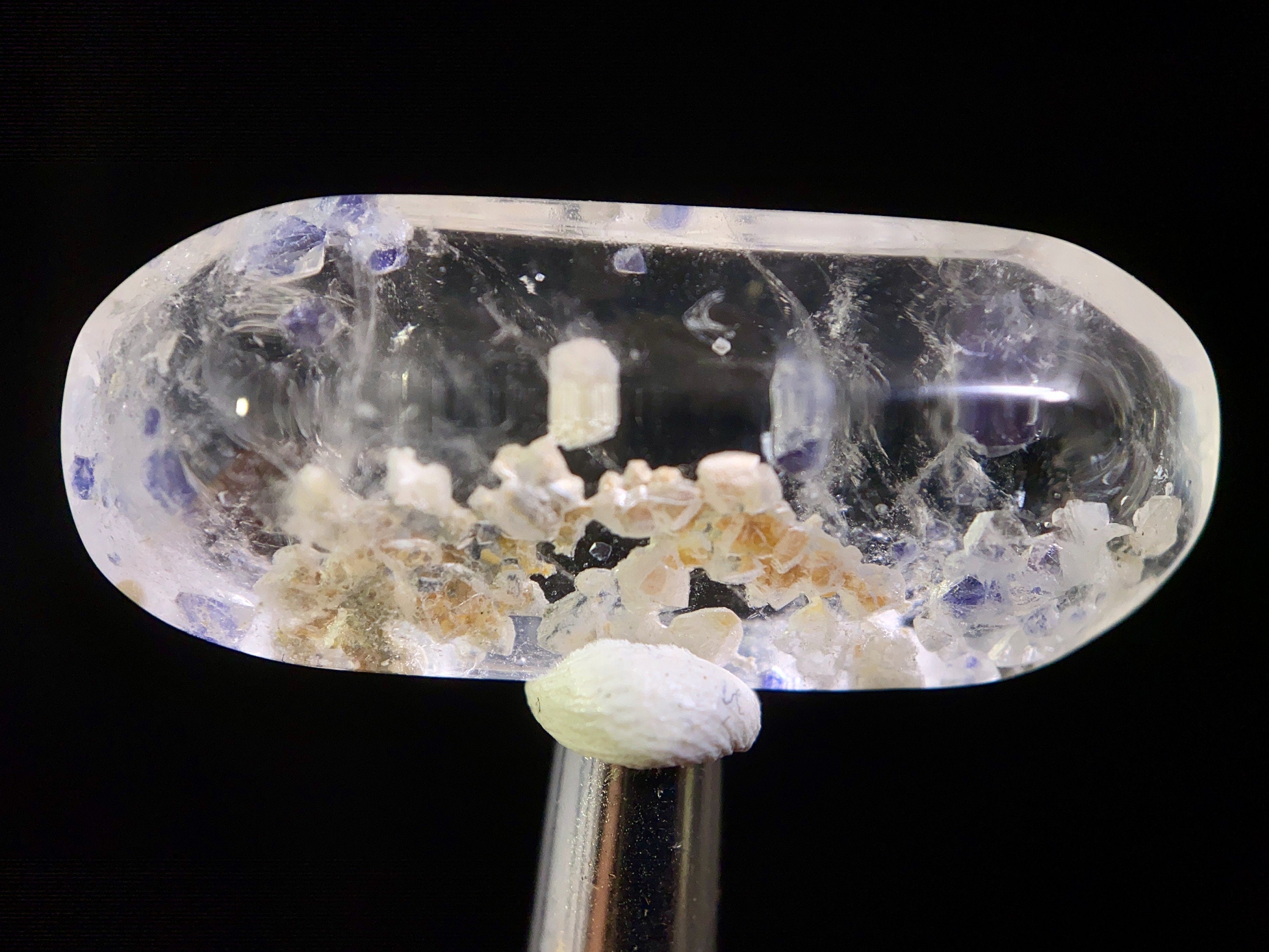Fluorite in Clear Quartz Cabochon - Rare Gemstone for Jewelry Making, Healing Crystals (47494) - Perfect for Pendants, Rings & Spiritual Healing