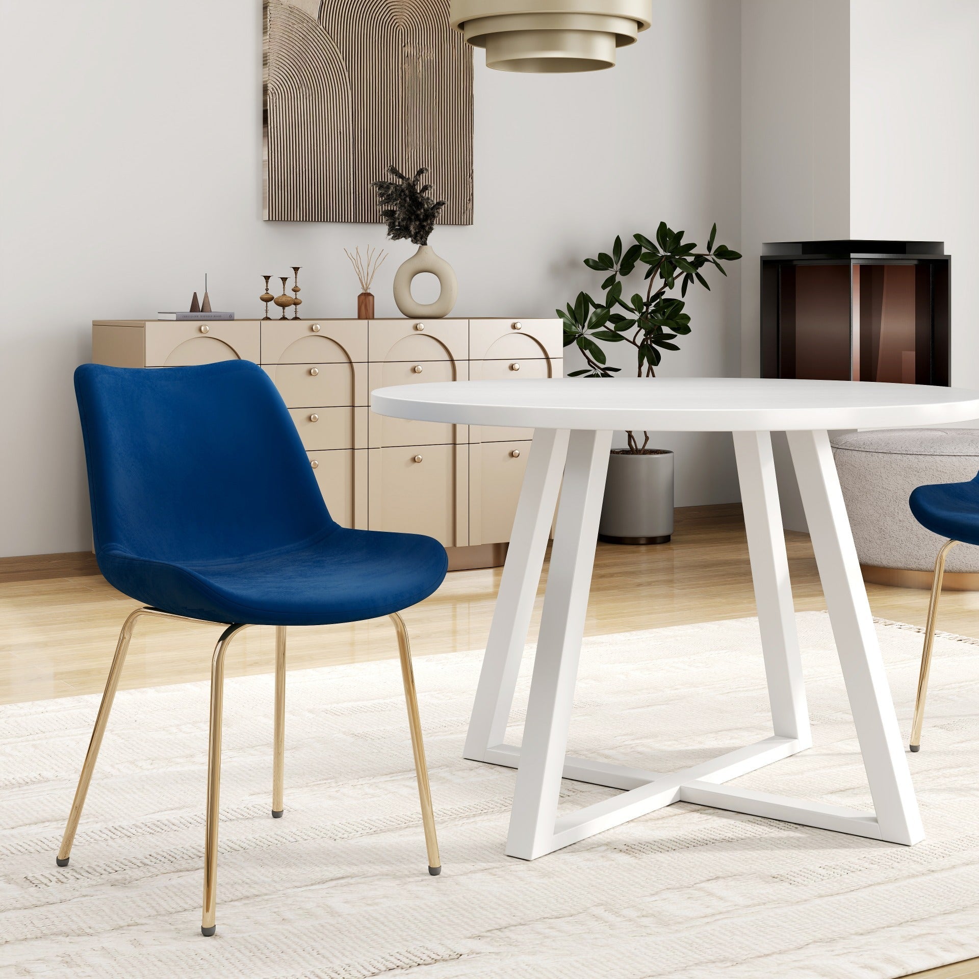 Roundhill Furniture Avant 5-Piece Round Dining Set with Table and 4 Side Chairs - Perfect for Small Spaces, Breakfast Nooks & Intimate Gatherings