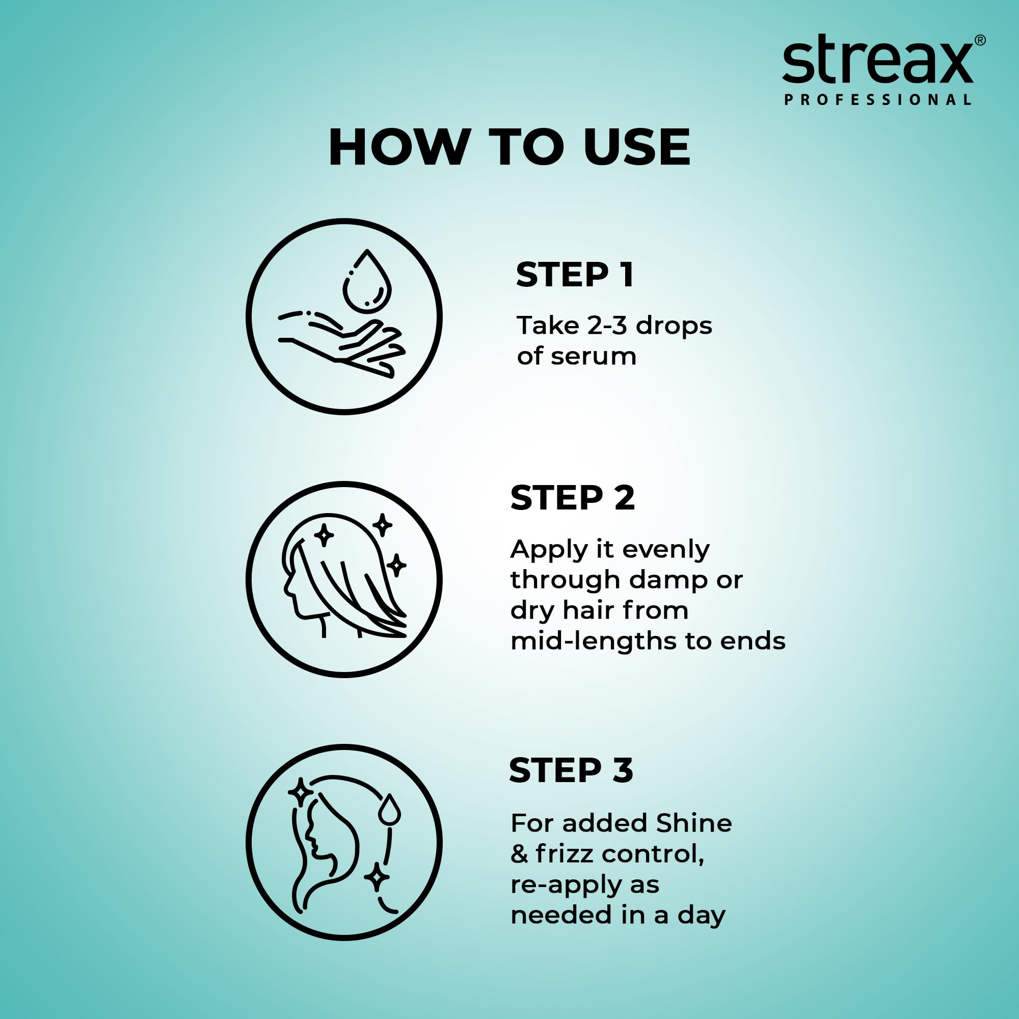Streax Professional Vitariche Gloss Hair Serum, 125ml - Frizz Control, Shine & Smoothness Booster with Vitamin E & Macadamia Oil - Best for Dry, Damaged & All Hair Types - Perfect for Daily Styling, Heat Protection & Salon-Like Finish at Home