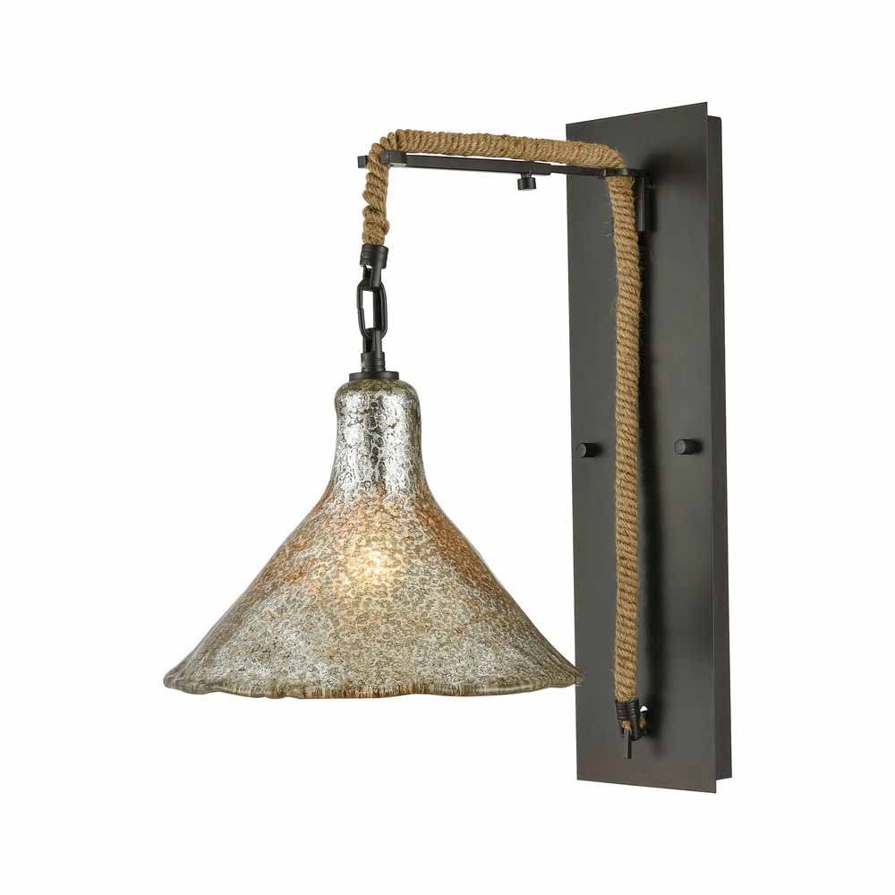 Polished Chrome Swing Arm Wall Sconce with White Swirl Glass Shade - Elk Lighting Celina 1-Light Fixture for Bedroom, Hallway, or Entryway Decor