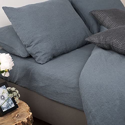 Premium Charcoal Gray Cotton Bedding Set - 3 Piece Washed Cotton Duvet Cover & Pillowcases - Soft Queen Size Bedding Set for Cozy Sleep & Stylish Bedroom Decor