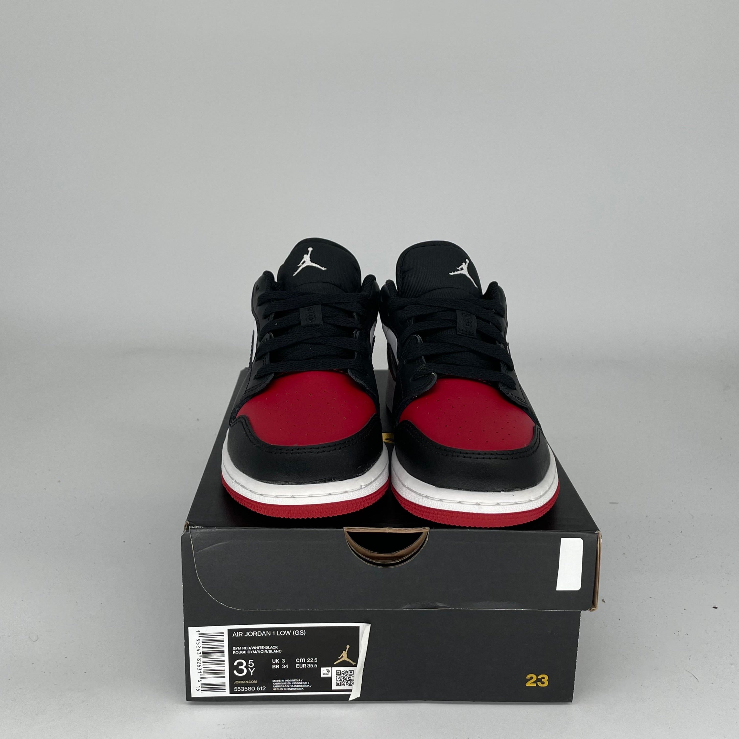Original Air Jordan 1 Retro High OG 'Bred Toe' Basketball Shoes Size 3.5Y (553560-612) - Men's/Women's Sneakers for Sports, Streetwear & Casual Fashion