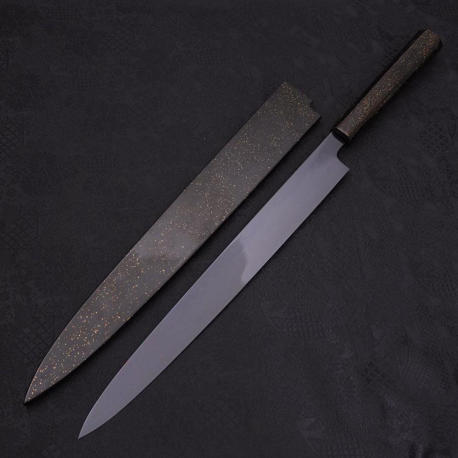 Premium Yanagiba Sushi Knife - White Steel #2 Black Mirror Moon Fuji Water Honyaki with Urushi Handle & Sheath - 330mm Japanese Chef Knife for Sushi, Sashimi & Precision Cutting - Perfect for Professional Chefs & Home Cooking Enthusiasts