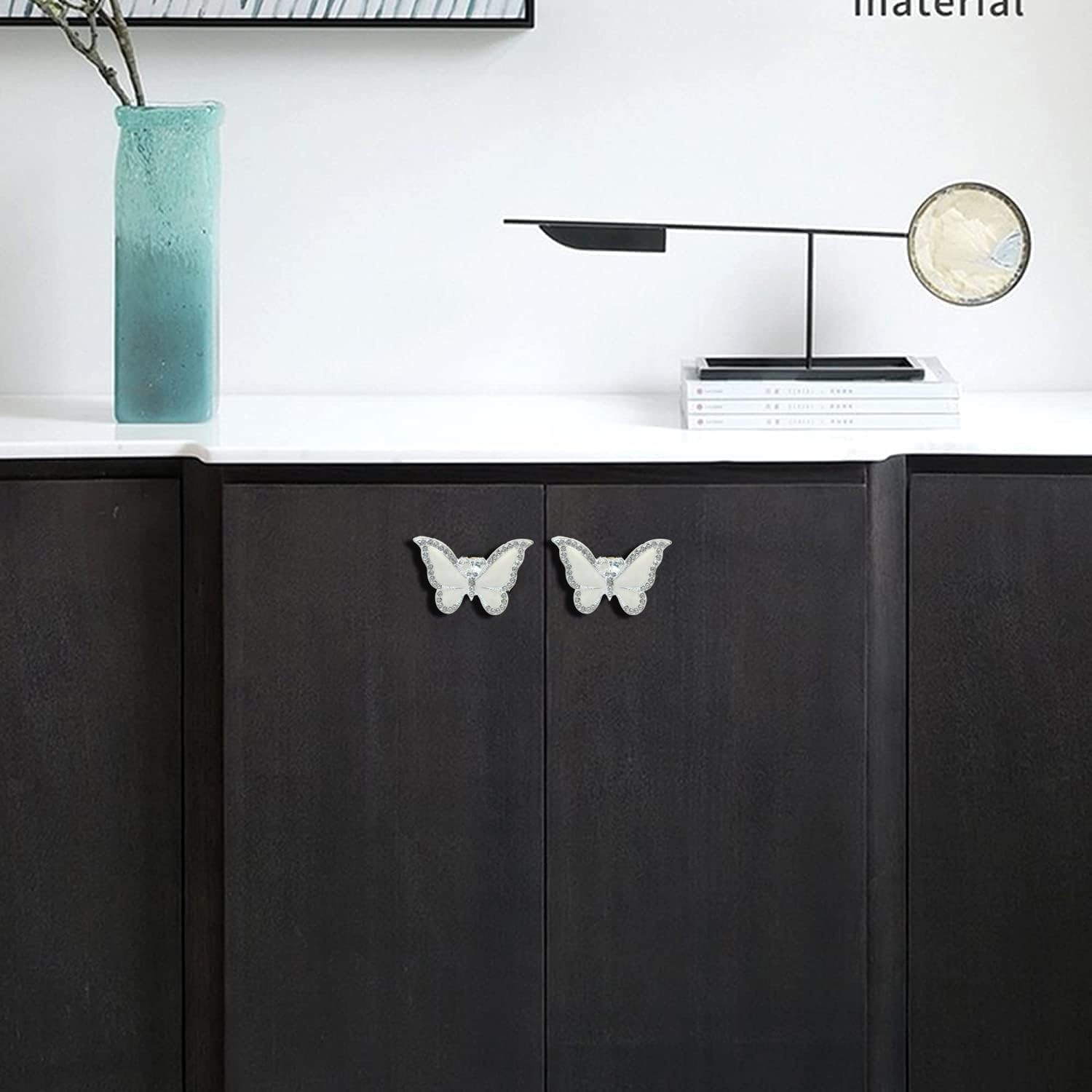 4PCS Butterfly Cabinet Knobs - Single Hole Pulls for Drawers & Wardrobes - Living Room & Bedroom Decor (Off White)