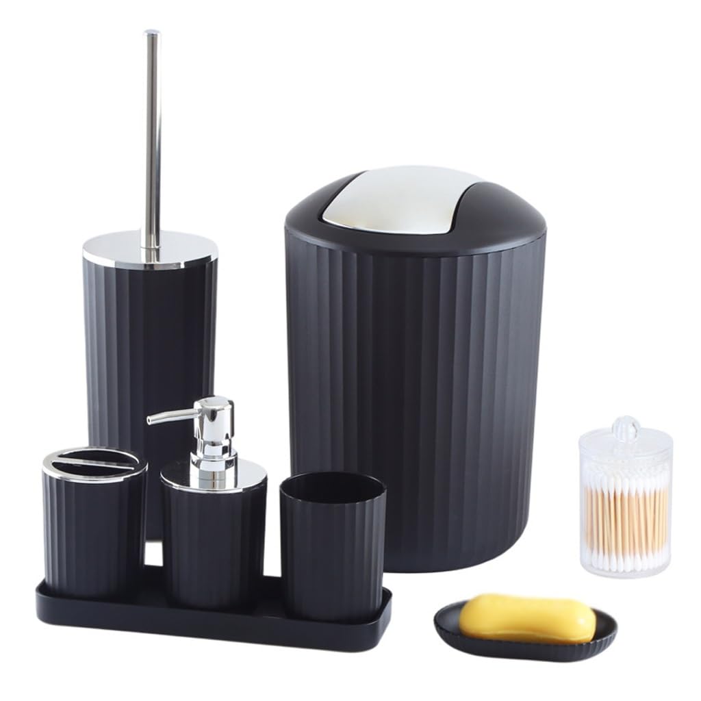 6-Piece Bathroom Set - Toothbrush Holder, Soap Dish, Tumbler & More | Modern Bathroom Organizer for Home, Hotel & Travel Use