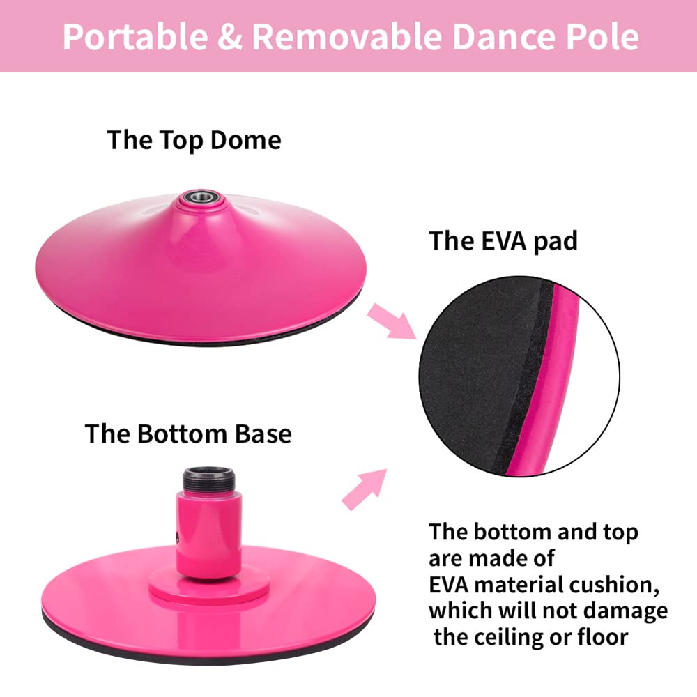 45mm Spinning Portable Pole Dancing Pole for Home - Extendable Dance Pole for Bedroom, Studio & Fitness, Perfect for Beginners & Professionals